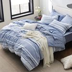 Bedsure Twin Comforter Set 5 Pieces, Blue White Striped Twin Bedding Sets All Season Bed Set, Twin Bed in a Bag with Comforter, Sheets, Pillowcase & Sham