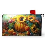 Dacawin Fall Sunflower Magnetic Mailbox Cover Autumn Pumpkin Mailbox Wraps Waterproof Flower Mailbox Post Letter Box Covers Standard Size 21x18 Inches for Home Garden Yard Outside