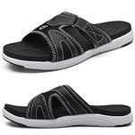 COFACE Mens Sport Recovery Sandals Plantar Fasciitis Soft Cushion Lightweight Orthotic Slides for Men Black Size 9