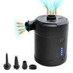 Whiriwhiri Portable Air Pump with 5200mAh Battery, USB Rechargeable Quick-Fill Inflator Deflator Air Mattresses Paddle Boats air beds Inflatable Pools Swimming Rings Camping 3 Nozzles (Cyclinder)