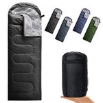 Petgin Envelope Camping Sleeping Bag 3-4 Seasons Warm & Cold Weather,Lightweight,Waterproof,Portable for Adults & Kids - Camping Gear Equipment,Hiking,Traveling,Indoors and Outdoors-Black,1.3KG