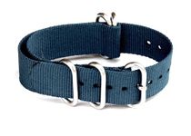 20mm Stech Nylon Nato Strap For Watch 5 Rings (Turkish Blue) 25cms Length