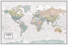 Laminated World Odyssey Map Poster | Executive Style Map | Includes The Most Legible Location Labels | 36" x 24" | Shipped Rolled in a Tube, Not Folded | Great for The Home or Classroom