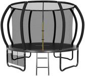 JUMMICO 6ft / 8ft / 10ft / 12ft Outdoor Trampoline with Safety Enclosure Available For Toddlers And Adults GS Certified Toddler Trampoline With Non-Slip Ladder& Shoe Organiser