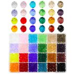 Bala&Fillic 6mm Briolette Glass Beads Faceted Rondelle Crystal Beads, DIY Craft Beads for Bracelet Assorted 24 Colors with Container Box (Total 1200pcs)