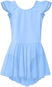 MdnMd Ballet Leotards for Girls Toddler Ballet Dance Leotard with Skirt Dresses Gymnastics Outfit (Age 6-8, Blue)