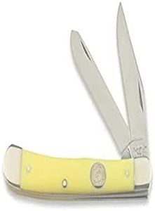 Bear & Son Cutlery 3 in. Two-Blade Littler Trapper Knife, 1095 Carbon Steel Blades, Yellow Delrin Handle, Nickel Silver Bolsters (C354 1/2)