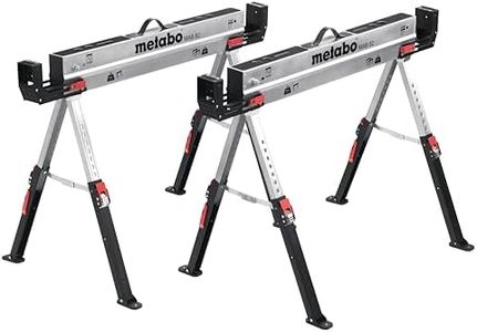 metabo MAB 82 Tréteau de travail en acier compact pliable avec poignée de transport I Pieds réglables I Surface galvanisée revêtue par pulvérisation