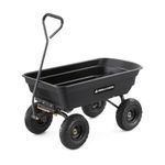 Gorilla Carts GOR4PS Poly Garden Dump Cart with Steel Frame and 10-in. Pneumatic Tires, Padded pull handle and Quick-release for easy unloading, 600-Pound Capacity, Black