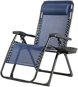 DORTALA Zero Gravity Chair, Lounge Chair with Cup Holder, Breathable Fabric, Detachable Headrest & Replaceable Elastic Cords, Heavy Duty Chaise of 500LBS Capacity, Folding Recliner for Pool, Patio, Beach, Yard, Blue