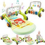 CUTE STONE Baby Gym Play Mat with Piano, Baby Learning Walker for Boy Girl, Baby Play Mat Activity Gym 0-12 Months, Musical Activity Center Tummy Time Mat for Infant Newborn Toddlers Gifts