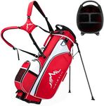 UNIHIMAl 4-Way Golf Stand Bag, Waterproof Golf Bag for Men & Women with Rain Hood & Foldable Base （Red White）