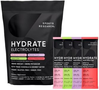 Sports Research® Hydrate Electrolytes Powder Packets - Sugar-Free & Naturally Flavored with Vitamins, Minerals, and Coconut Water - Supports Hydration - 32 Packets - Variety Pack