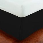 Mk Collection Solid Pleated Bed Skirt (Black, Full)