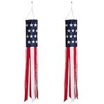 Homarden 40 Inch American Flag Windsock (Set of 2) - Halloween Decoration Outdoor Hanging 4th of July - Premium Materials - Fade Resistant Patriotic Decorations - Halloween Yard Decor Wind Sock