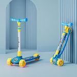 Baybee Kitty Kick Scooter for Kids | Foldable 3 Wheel Kid Scooter with 4 Height Adjustable Handle & Brake | Skate Scooters with LED PU Wheels | Runner Scooters for Kids 3 to 10 Years Boys Girls (Blue)