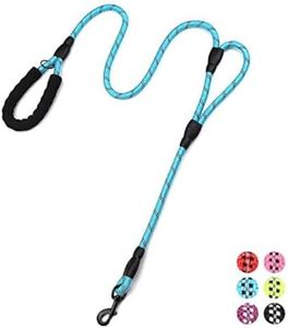 Plutus Pet Rope Dog Leash 6ft long,Traffic Padded Two Handle,Heavy Duty,Reflective Double Handles Lead for Control Safety Training,Leashes for Large Dogs or Medium Dogs,Dual Handles Leads(Light Blue)