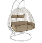 PRIME PIGEON Outdoor Furniture Double Seater Swing, Beautiful Swing with Stand (White/Brown)