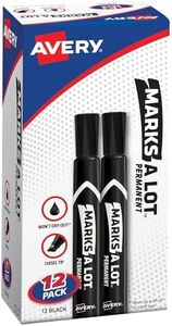 AVERY Marks-A-Lot Permanent Markers, Large Desk-Style Size, Chisel Tip, Water and Wear Resistant, 12 Black Markers (98028)