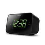 PHILIPS Digital Alarm Clock Radio, FM Radio Clock with Battery Backup, Dual Alarm, Sleep Timer Function, Easy Snooze and Large LED Display - Black