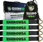 Rhino USA Axle Tie Down Straps - Lab Inspected 11,128lb. Break Strength - Heavy Duty Protective Sleeves & D Rings to Ensure Peace of Mind - Used for Car, Truck, Trailer, UTV & More!