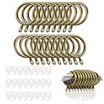 TSKDKIT 24 Pcs Metal Curtain Rings with Clips, 30mm Curtain Rings with Hook Rustproof Brass Rings with Curtain Clips Window Hanging Rings for Drapery Curtain