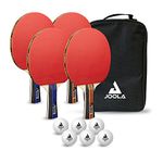 JOOLA Advanced Table Tennis Paddle Set - Includes 4 Ping Pong Paddles, 6 3-Star Ping Pong Balls & Carrying Case - for Intermediate Competitive Matches, Ideal for Teens, Adults, & High Volume Play