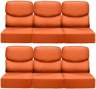 ACTREST Luxury 24x24x6 Inch Smile Patio Cushions for Outdoor Furniture Set of 6 - Thick Back & Deep Seat Outside Replacement Chair Pillows for Rattan Metal Glider Loveseat Sectional Sofa - Orange