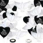 50 PCS Memorial Balloons Set with 40 PCS White and Black Memorial Balloons 8 PCS Peace Dove Balloons Pigeon Bird Balloons Funeral Remembrance Balloons 2 Rolls of Ribbons for Condolence Funeral Anniversary Memorial Services (Heart 1)