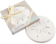 Kate Aspen Sea Shore Sand Dollar Drink Nautical Wedding Favor, Single Coaster, White