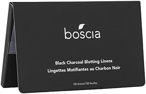 boscia Black Charcoal Blotting Linens - Vegan, Cruelty-Free, Natural Skin Care - Oil Blotting Sheets for Face - For Combination to Oily Skin Types - Travel Size - 100 Sheets