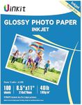 Uinkit 100 Sheets Inkjet Photo Paper Glossy 8.5x11 48lb Dye Ink 180Gsm Professional Photographic Paper Letter Size 8.5mil Instant Dry Suitable for All Dye Ink Printers