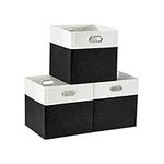 DECOMOMO Cube Storage Bin, Collapsible Storage Bin with Dual Cut-Out Handles, Storage Baskets for Shelves Kallax Cubes Closet Shelves Nursery Organizers (Cube 11", Black)