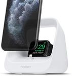 Spigen 2 in 1 Charging Stand Designed for iPhone Stand, Apple Watch Stand All Series, and Airpods/Airpods Pro Stand - White