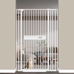 Fairy Baby 59" Extra Tall Pet Gate Dog Gate Indoor, 33.5"-37.4" Wide Auto Close Safety Gate for Dogs or Cats, Walk Through Pressure Mounted Baby Gate for Stairs No Drilling (White)