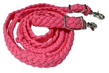 Roping Knotted Horse Tack Western Barrel Reins Nylon Braided Hot Pink 60724