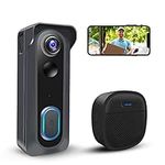 Wireless Video Doorbell Camera with Chime, Smart WiFi Door Bells with Voice Changer, PIR Motion Detection,1080P HD, Night Vision, Two-Way Audio, Battery Powered, 2.4G WiFi, IP66, Works with Alexa