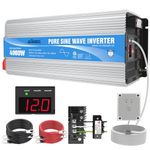 GIANDEL 4000W Heavy Duty Pure Sine Wave Power Inverter DC12V to AC120V with 4 AC Outlets with Remote Control 2.4A USB and LED Display