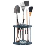 Optimal Products Plastic Heavy Duty Mobile Weatherproof Garden Corner Tool Storage Rack - Lightweight Portable Caddy - Free Standing Unit Tidy Organiser For 18 Garden Tools Multiple Pouches