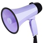 MyMealivos Portable Megaphone Bullhorn 20 Watt Power Megaphone Speaker Voice and Siren/Alarm Modes with Volume Control and Strap (Purple)