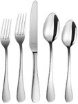 Amefa Sierra 20-piece Premium Hammered 18/10 Stainless Steel Flatware Set, High Gloss Mirror Finish, Silverware Set Service for 4, Dishwasher Safe, Rust resistant Cutlery.