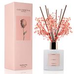Cocorrína Premium Reed Diffuser Set with Preserved Baby's Breath & Cotton Stick Sandalwood Rose 6.7oz Scent Fragrance Oil Diffuser for Bedroom Bathroom Home Décor
