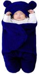 BRANDONN Baby Blanket New Born Pack of Wearable Swaddle Wrapper Security Blanket for Kids for 0-6 Month Babies (Navyblue Sherpa, 70 cm x 70 cm)