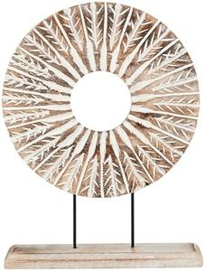 Eximious India Farmhouse Decor Table Sculpture Home Decor Statue Mandala Carved for Modern Home, Living Room, Fireplace Mantel Shelf, Table and Entryway Decor Stand KHST12