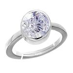 Aquagems American Diamond/Zircon 6.25 Ratti or 5.5 Carat Astrological Certified Natural Gemstone bis Hallmark 925 Sterling Silver Adjustable Ring for Women - 3v1625