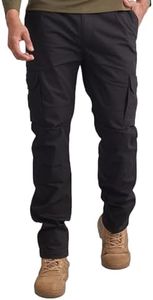 MOUNTMILLER Men's Solid Ripstop Tactical Cargo Pants | Water Repellant | Multi-Pocket | UV Protective | Abrasion-Resistant | Ideal for Outdoor, Hiking & Trekking