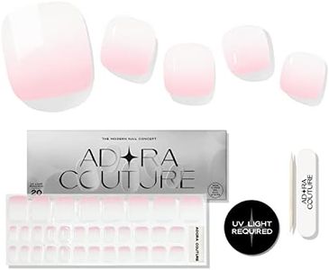 Adora Couture Semi Cured Gel Nail Strips - 32 pcs Gel Pedicure Stickers, Easy to Apply & Remove Toenail Stickers, Salon Quality at Home & Long Lasting - UV Nail Lamp Required - Pink White P