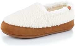 Acorn Women's Moc Slippers with Comfortable Cloud-Like Feel, Soft and Cozy Uppers and Non-Slip Sole, Buff Popcorn, 8-9