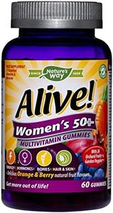Alive! Women’s 50+ Multivitamin Gummies, Multi-vitamins & Minerals with a blend of 26 Fruits & Vegetables, Specially Balanced Formulation for Women, Suitable for Vegetarians - 60 Gummies