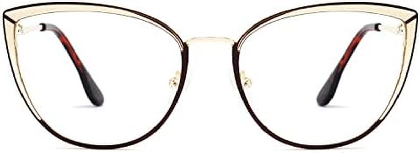 Zeelool Retro Oversized Cat Eye Glasses Frame with Non-prescription Clear Lens for Women Leyla ZWM656074, Black-gold